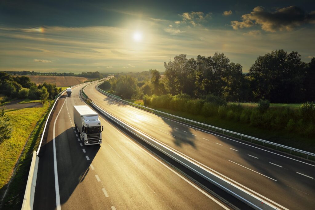 Truck on a motorway delivering an auto parts shipment